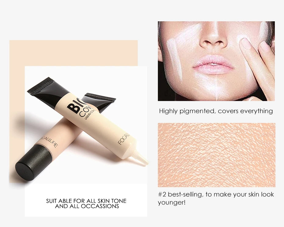 Wholesale FOCALLURE Waterproof High Coverage Face Concealer Cream Lasting Scar Acne Cover Moisturizing Liquid Foundation Makeup