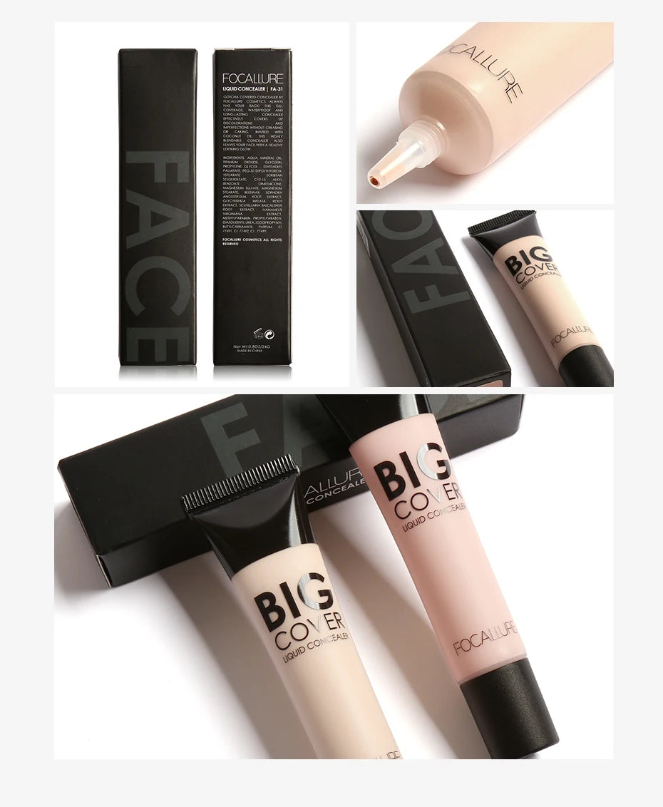 Wholesale FOCALLURE Waterproof High Coverage Face Concealer Cream Lasting Scar Acne Cover Moisturizing Liquid Foundation Makeup