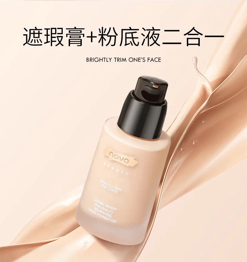 NOVO Professional new liquid foundation concealer cream 2 in 1 face base korean lasting makep 30ml private label