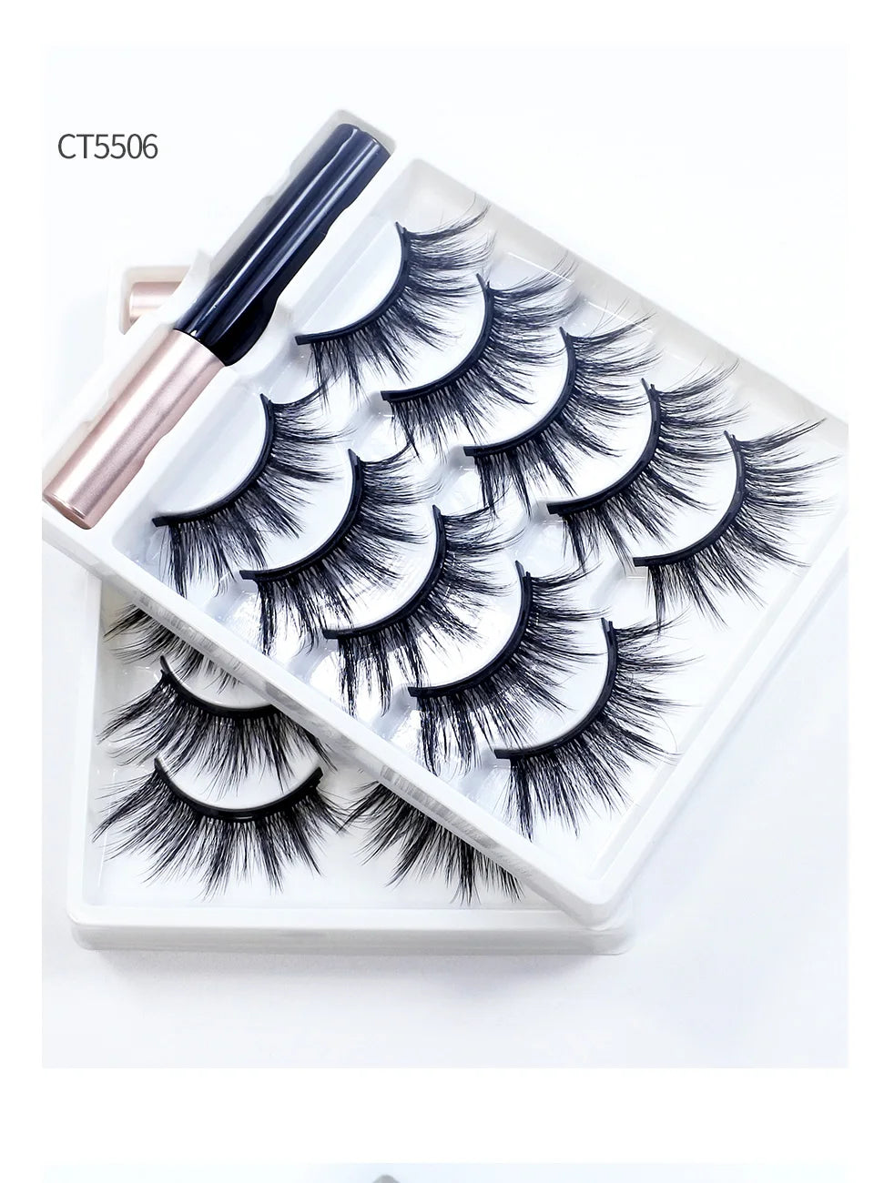 REDSIREN Natural Magnetic Lashes Makeup 1/5Pairs Reusable Magnetic False Eyelashes and Eyeliner Kit
