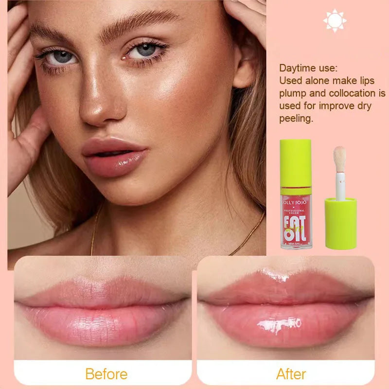 Nude Brown Plumping Lip Gloss Long-lasting Moisturizing Non-stick Cup Water-light Jelly Lip Oil Women Lips Care Makeup Cosmetics