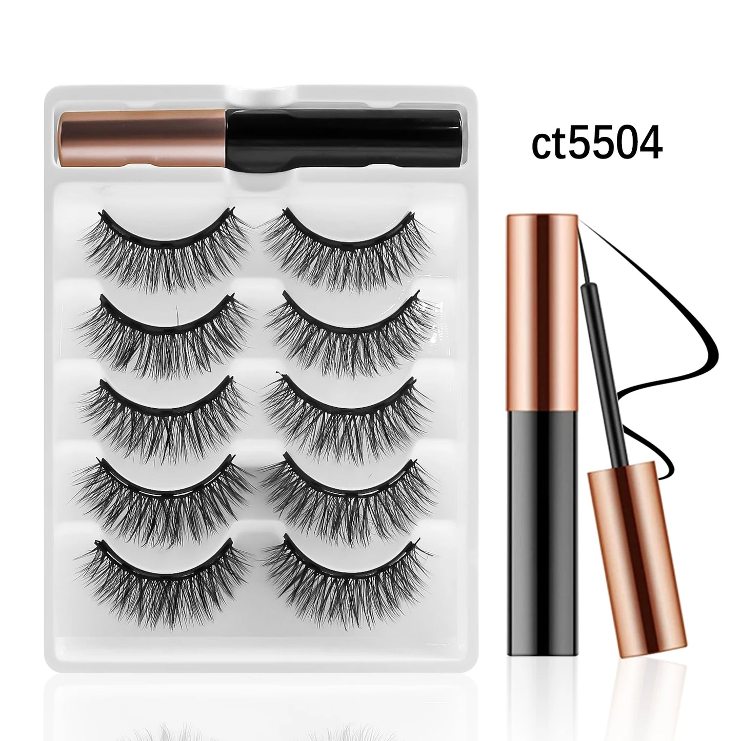 REDSIREN Natural Magnetic Lashes Makeup 1/5Pairs Reusable Magnetic False Eyelashes and Eyeliner Kit
