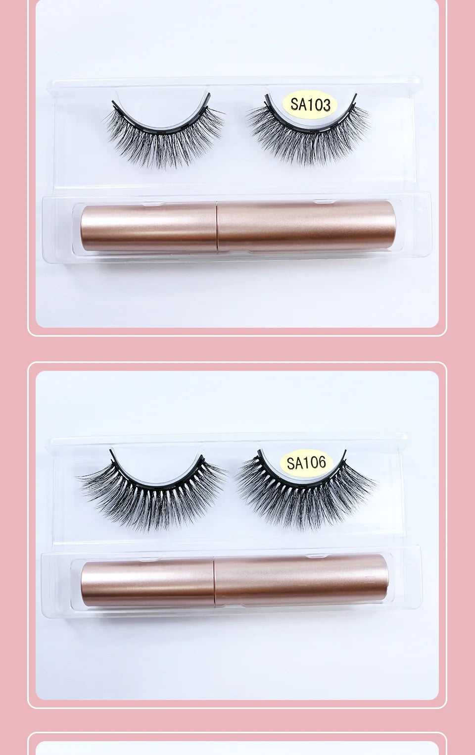 REDSIREN Natural Magnetic Lashes Makeup 1/5Pairs Reusable Magnetic False Eyelashes and Eyeliner Kit