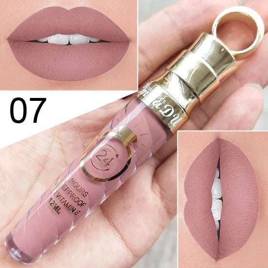 CmaaDU 20Color Matte Lip Gloss Liquid Lipstick Waterproof Lasting Nude Glitter Fashion Scoop Lip Natural Thread Gloss Cosmetics