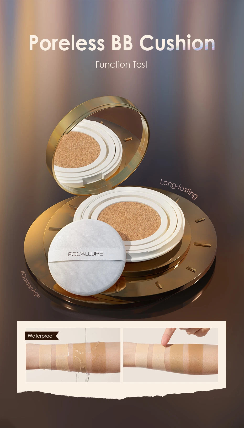 Wholesale FOCALLURE Foundation Air Cushion Waterproof Matte Base Poreless Full Coverage Face Cream Smooth Foundation Cosmetics