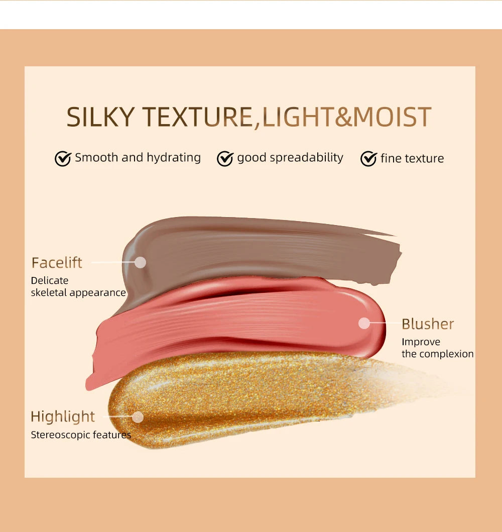 Makeup Multi-use Contour Blush Stick Brighten Cheek Cosmetic Soft Smooth Face Liquid Blusher Natural Bronzers Highlighters Tint