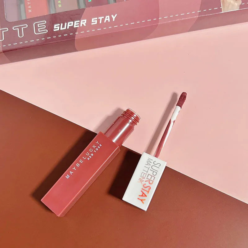 12/24Pcs Matte Lipstick 6/12 Colors Set Long Lasting Waterproof Non-Stick Lipstick Women Lips Makeup Wholesale