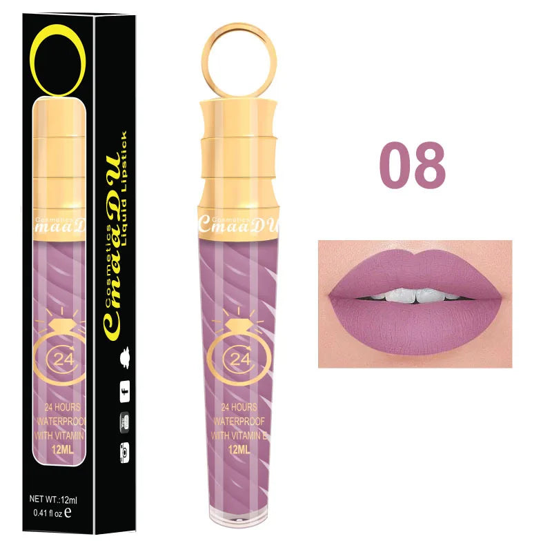 CmaaDU 20Color Matte Lip Gloss Liquid Lipstick Waterproof Lasting Nude Glitter Fashion Scoop Lip Natural Thread Gloss Cosmetics