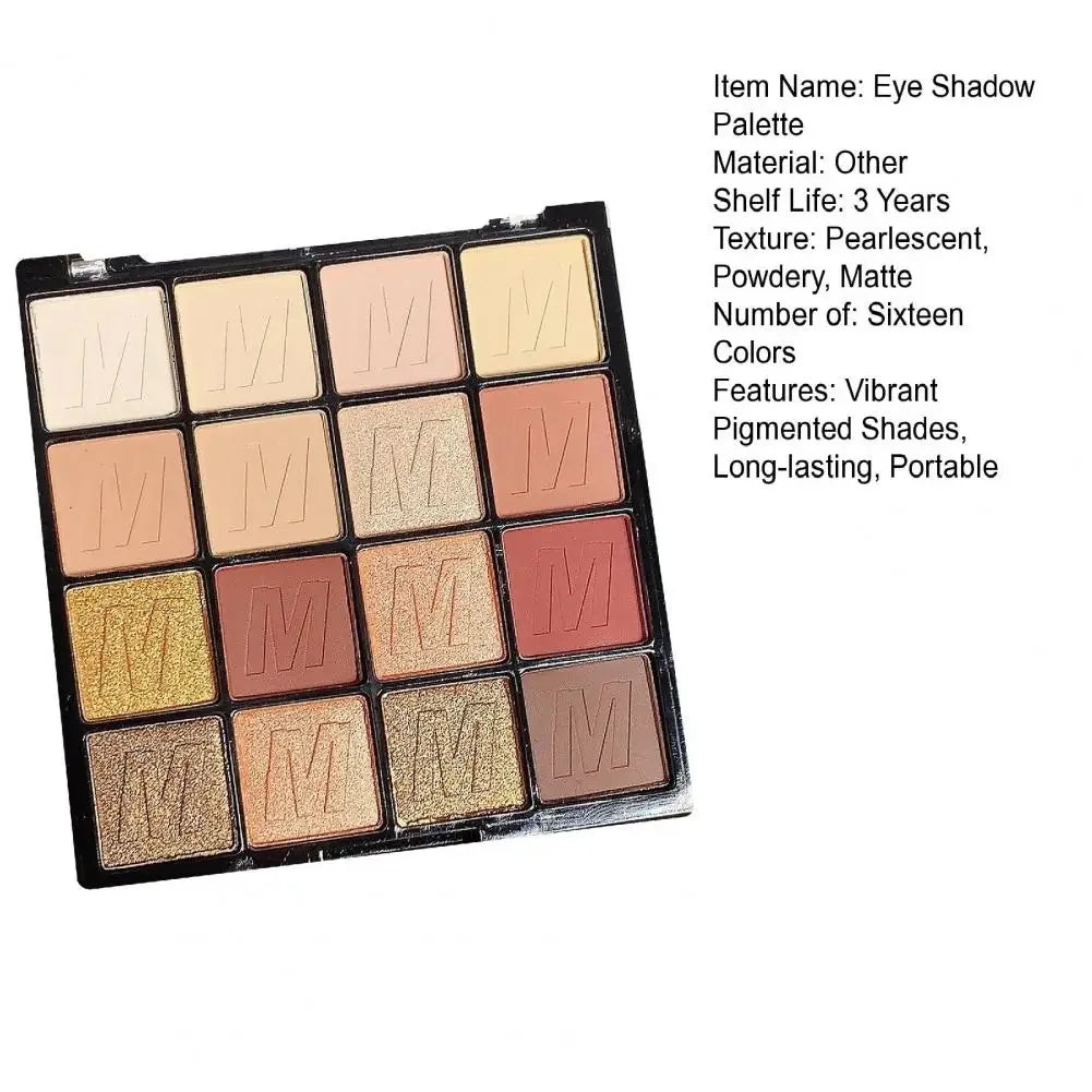 Pearlescent Eye Shadow Plattee Long Lasting Waterproof Eyeshadow Matte Glitter Eyeshadow Palette 16Colors Eyes Make Up Cosmetics