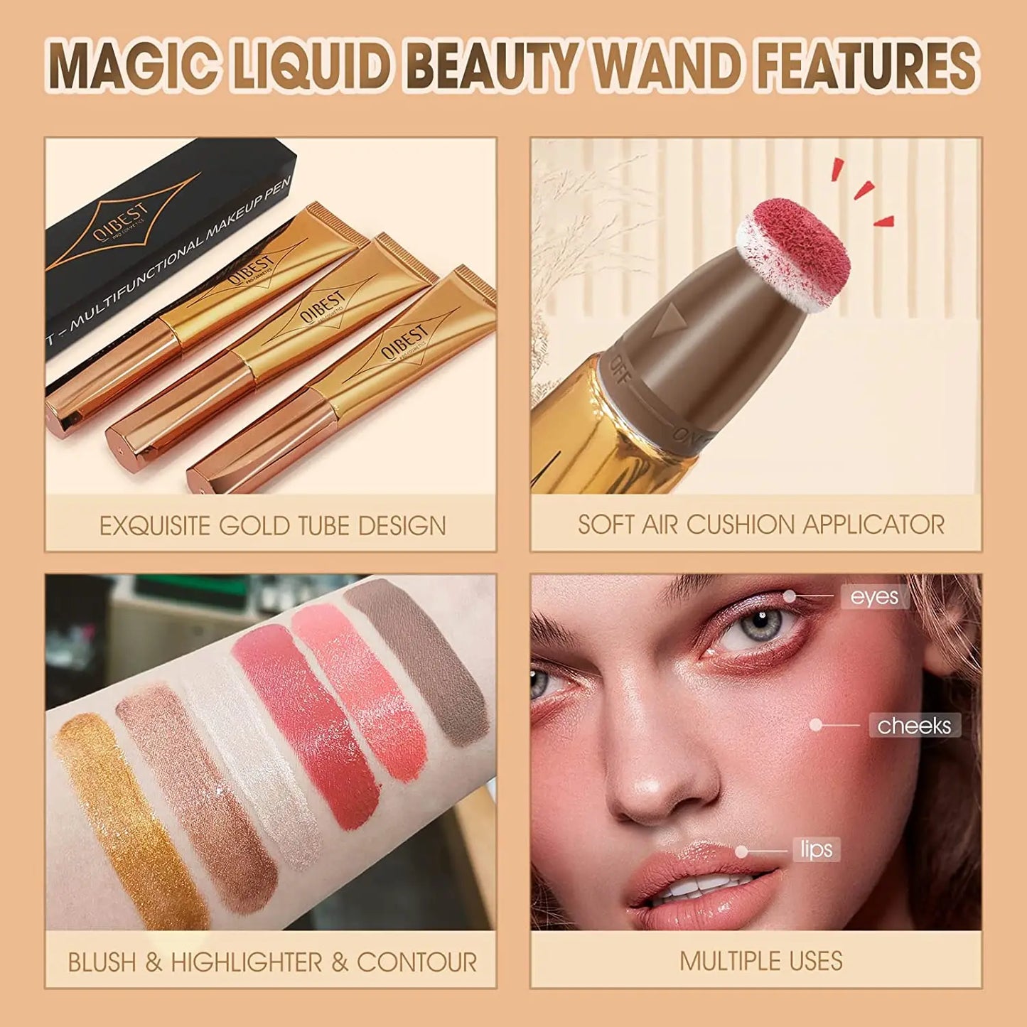 Makeup Multi-use Contour Blush Stick Brighten Cheek Cosmetic Soft Smooth Face Liquid Blusher Natural Bronzers Highlighters Tint