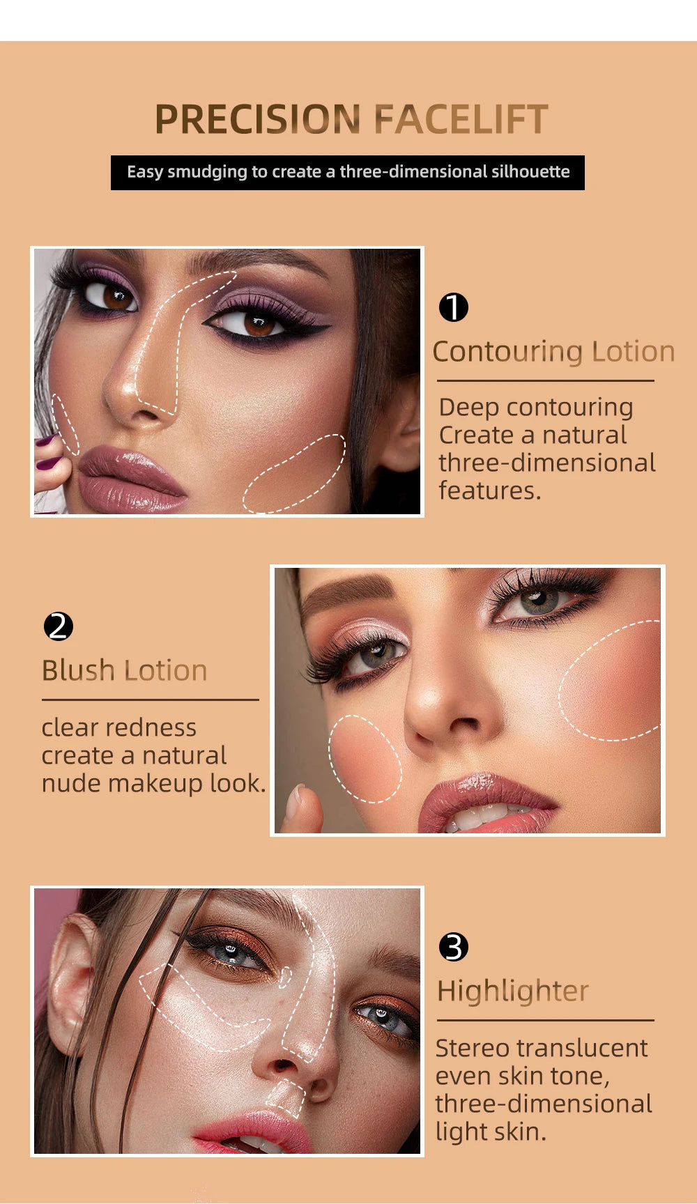 Makeup Multi-use Contour Blush Stick Brighten Cheek Cosmetic Soft Smooth Face Liquid Blusher Natural Bronzers Highlighters Tint