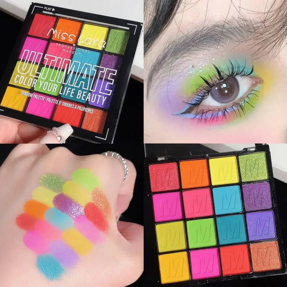 Pearlescent Eye Shadow Plattee Long Lasting Waterproof Eyeshadow Matte Glitter Eyeshadow Palette 16Colors Eyes Make Up Cosmetics