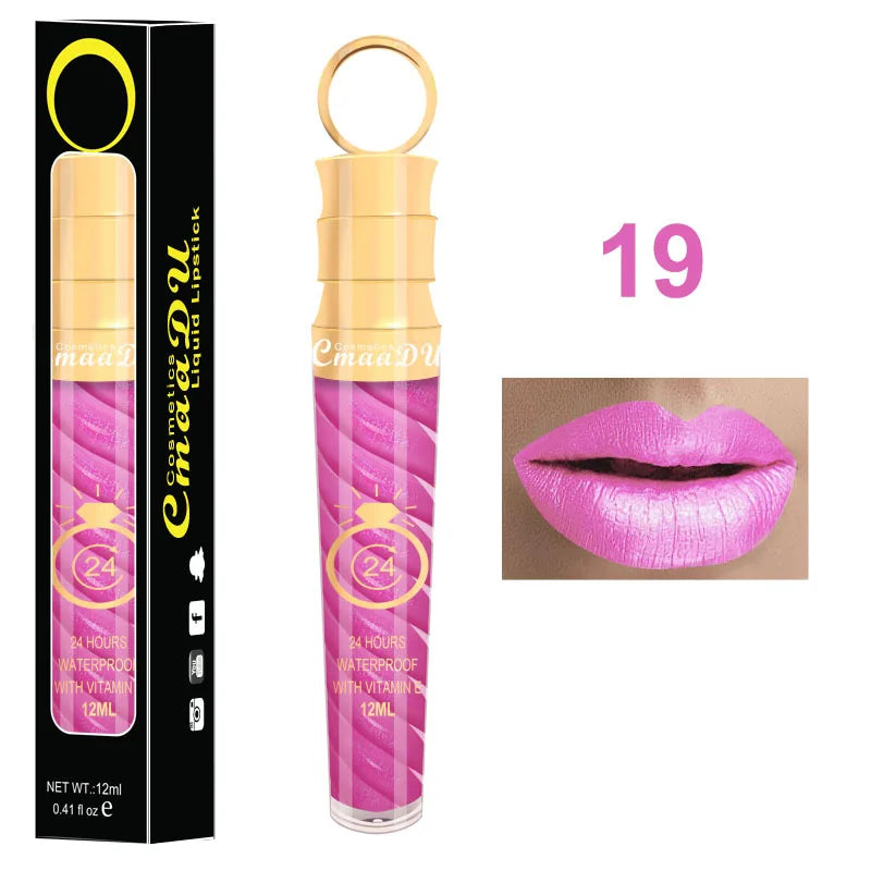 CmaaDU 20Color Matte Lip Gloss Liquid Lipstick Waterproof Lasting Nude Glitter Fashion Scoop Lip Natural Thread Gloss Cosmetics