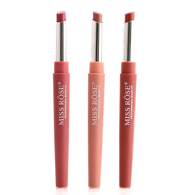 Miss Rose Double-end Lipstick Lipgloss Pencil Makeup Long Lasting Tint Sexy Red Lip Stick Beauty Matte Lip Gloss Pen Cosmetic