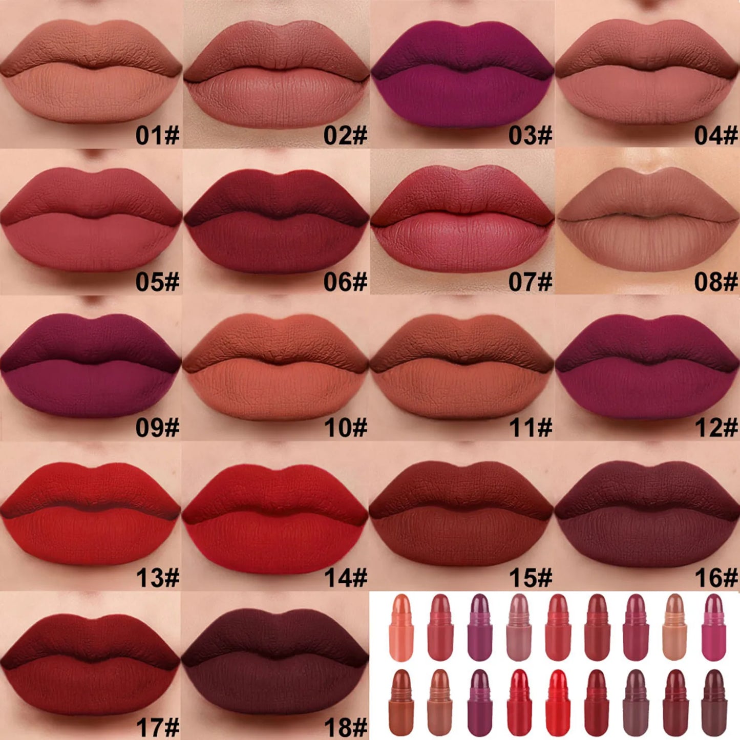 Pills Lipstick 18 Colors 18 Colors Long Lasting Pill Lipstick Cute Waterproof Non-Fading Lipstick Velvet Matte Lipstick Set