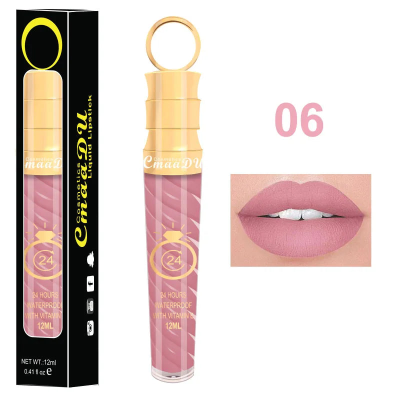 CmaaDU 20Color Matte Lip Gloss Liquid Lipstick Waterproof Lasting Nude Glitter Fashion Scoop Lip Natural Thread Gloss Cosmetics