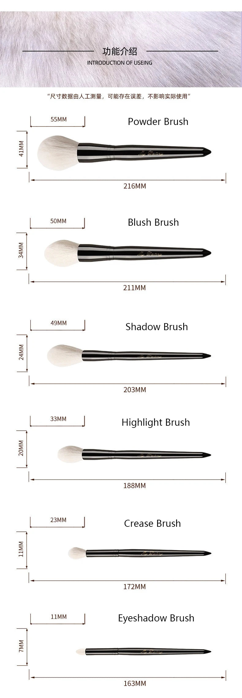 1pc White Goat Hair Powder Makeup brushes Highlight Loose Blush Precision Crease Detail Eye Shadow Make up brush Eyeshadow soft