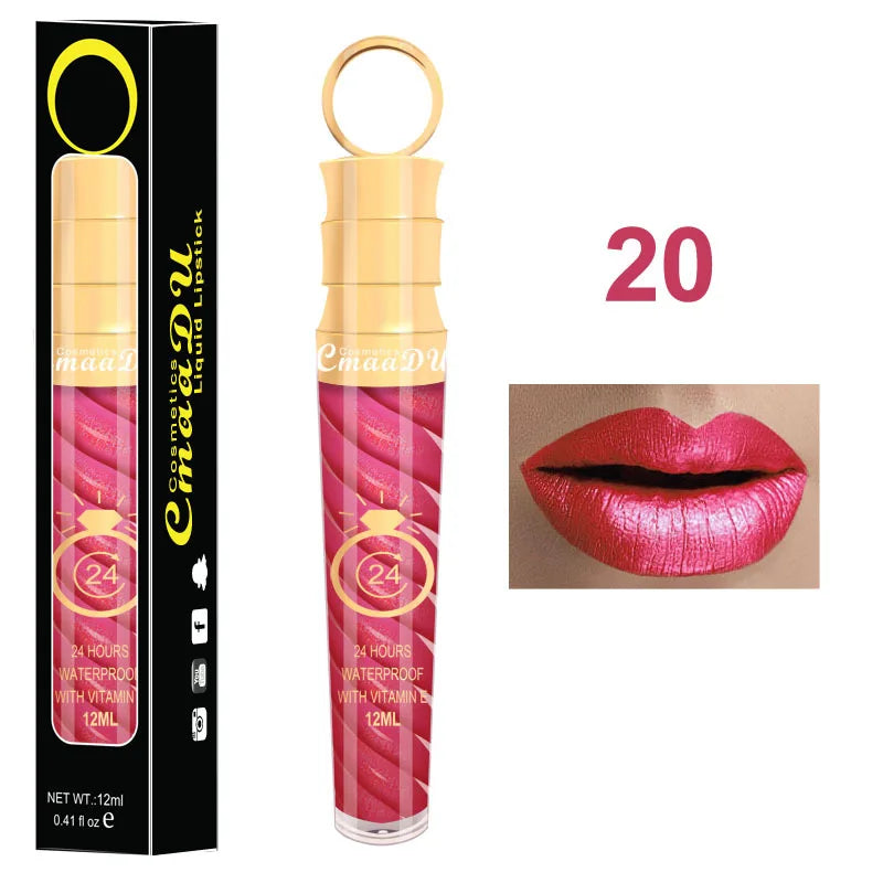 CmaaDU 20Color Matte Lip Gloss Liquid Lipstick Waterproof Lasting Nude Glitter Fashion Scoop Lip Natural Thread Gloss Cosmetics