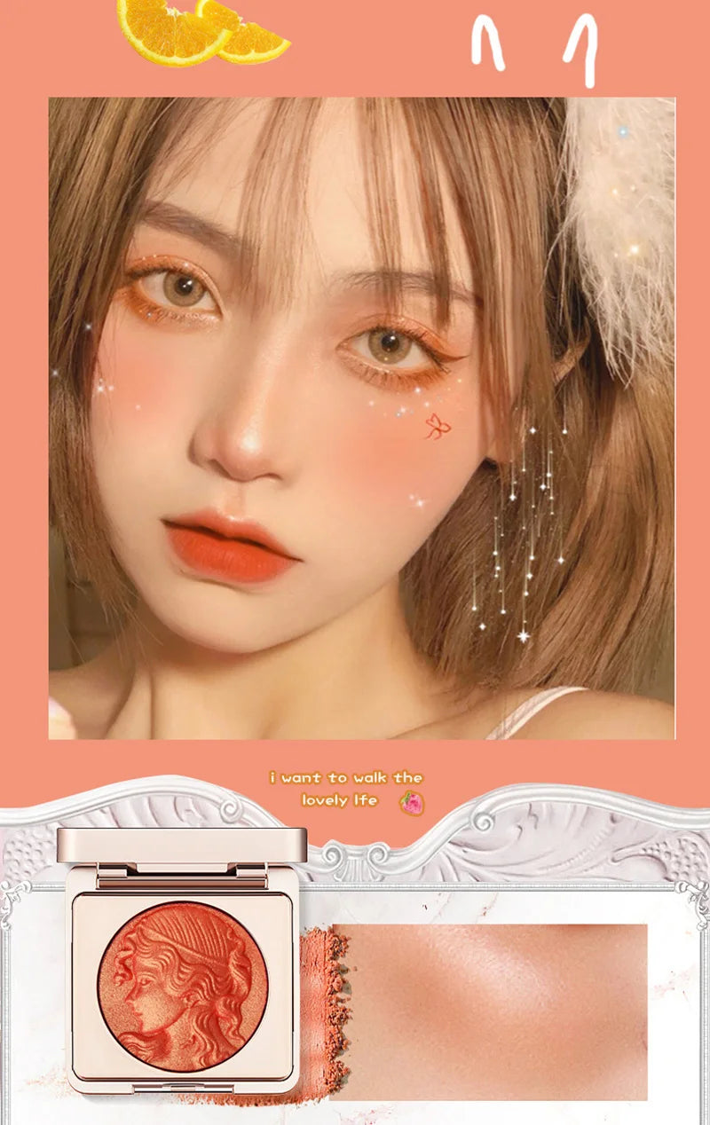 Highlighter Embossed Blush Glitter Facial Shimmer Powder Pink For Cheeks Eyeshadow Contouring Lasting Smooth Cosmetics Makeup