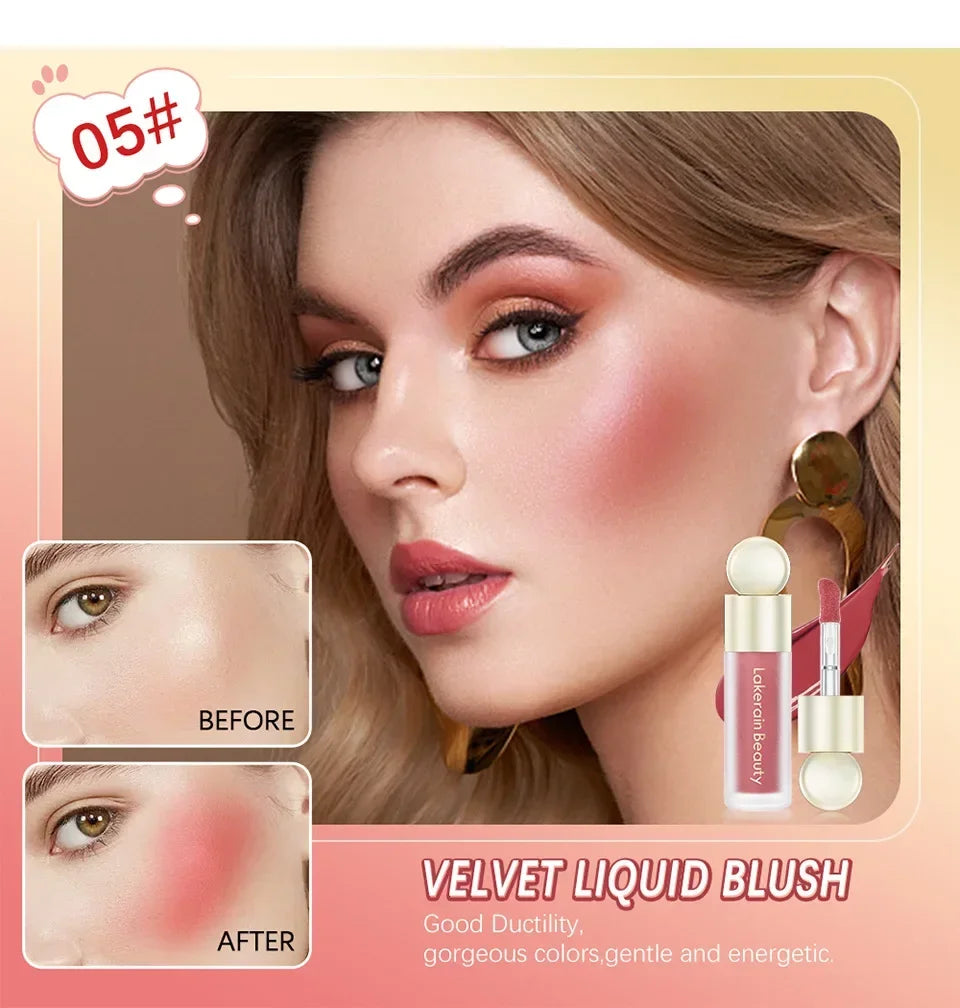 Liquid Blush Velvet Matte Eyeshadow Facial pigment Lasting Powder Fender Beautiful Natural Cream Orange Peach Rare Blush Makeups