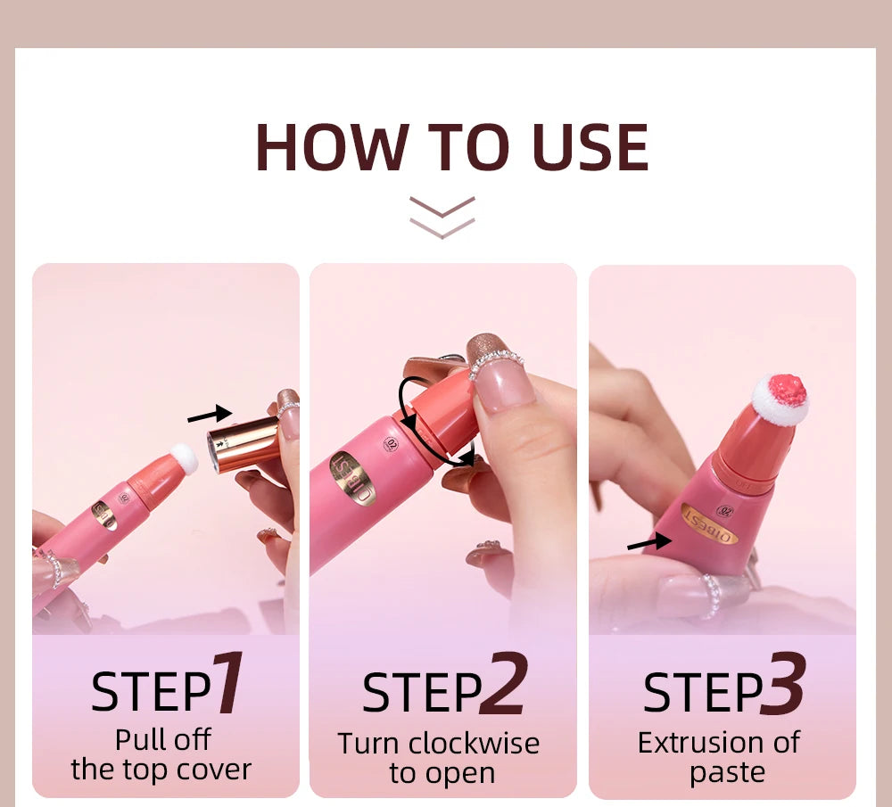 Makeup Multi-use Contour Blush Stick Brighten Cheek Cosmetic Soft Smooth Face Liquid Blusher Natural Bronzers Highlighters Tint
