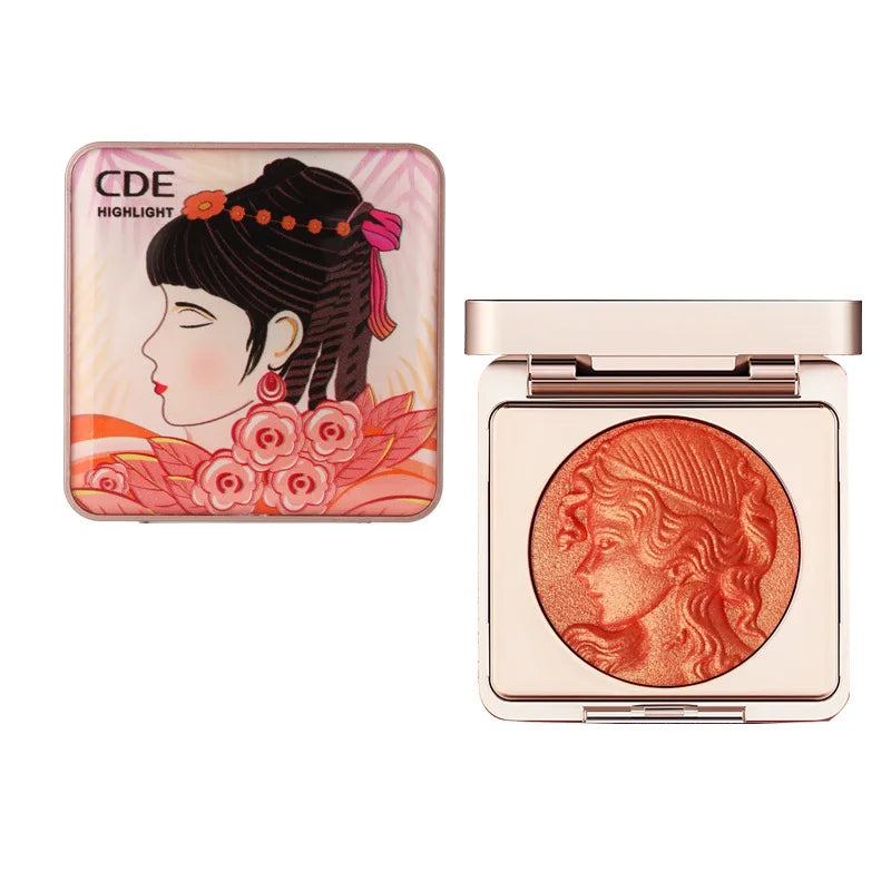 Highlighter Embossed Blush Glitter Facial Shimmer Powder Pink For Cheeks Eyeshadow Contouring Lasting Smooth Cosmetics Makeup