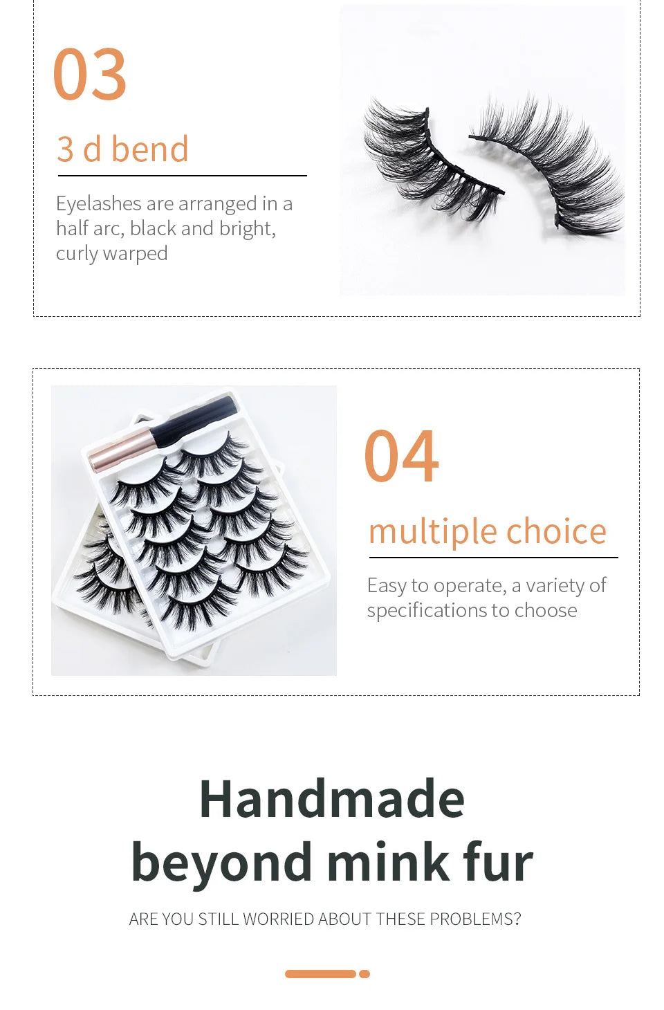 REDSIREN Natural Magnetic Lashes Makeup 1/5Pairs Reusable Magnetic False Eyelashes and Eyeliner Kit