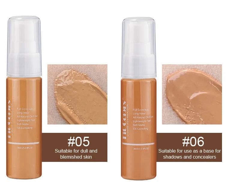 Waterproof Matte Face Liquid Foundation 30ml Full Coverage Whitening Face Concealer Makeup Base Cream Cosmetics for Women