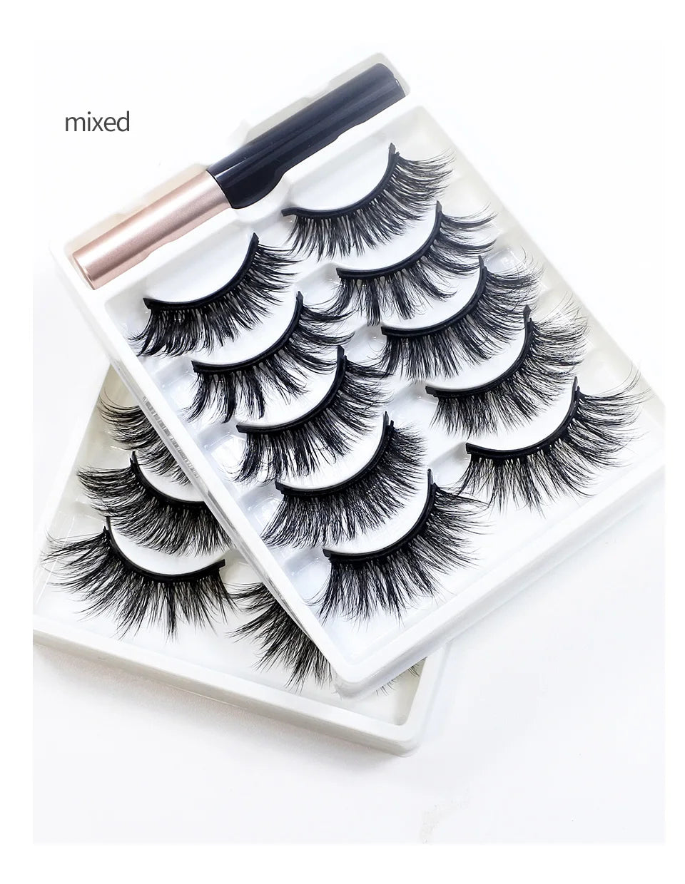REDSIREN Natural Magnetic Lashes Makeup 1/5Pairs Reusable Magnetic False Eyelashes and Eyeliner Kit