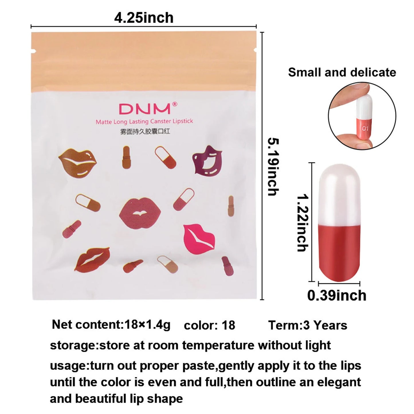 Pills Lipstick 18 Colors 18 Colors Long Lasting Pill Lipstick Cute Waterproof Non-Fading Lipstick Velvet Matte Lipstick Set
