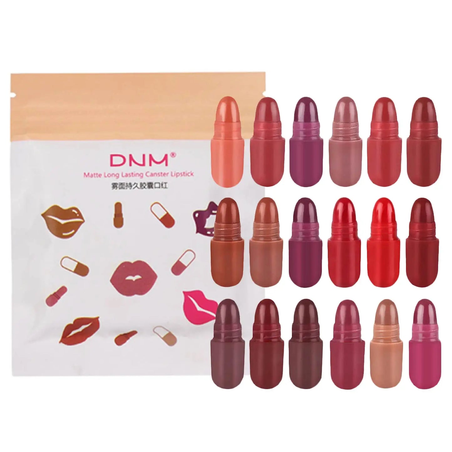 Pills Lipstick 18 Colors 18 Colors Long Lasting Pill Lipstick Cute Waterproof Non-Fading Lipstick Velvet Matte Lipstick Set