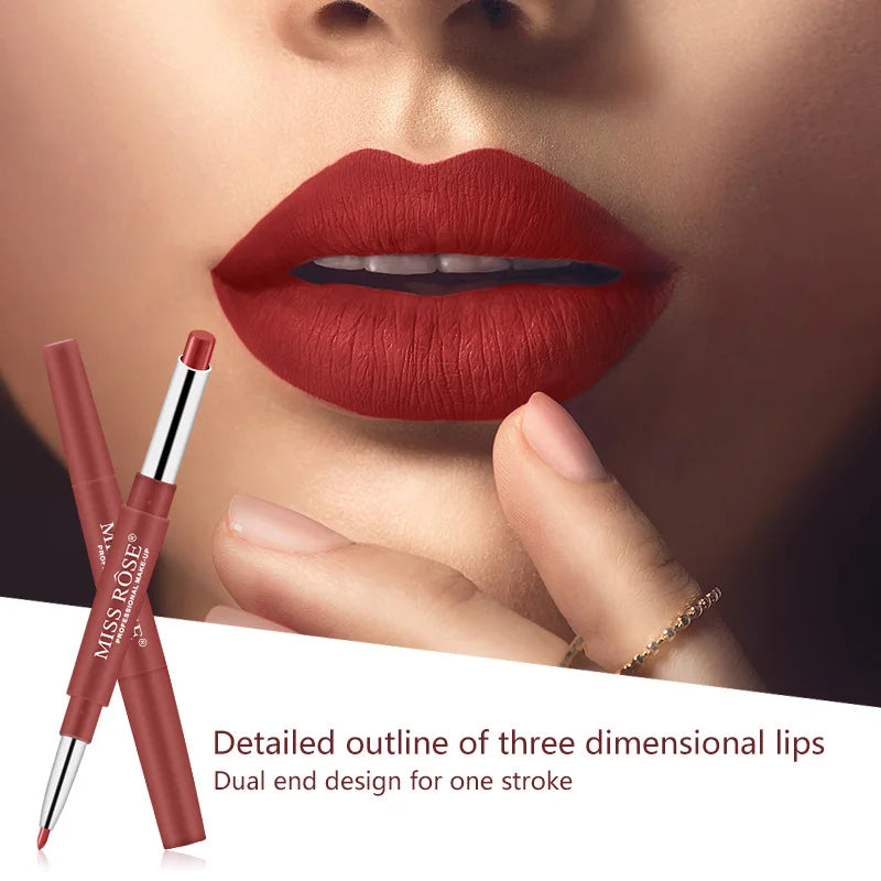 Miss Rose Double-end Lipstick Lipgloss Pencil Makeup Long Lasting Tint Sexy Red Lip Stick Beauty Matte Lip Gloss Pen Cosmetic