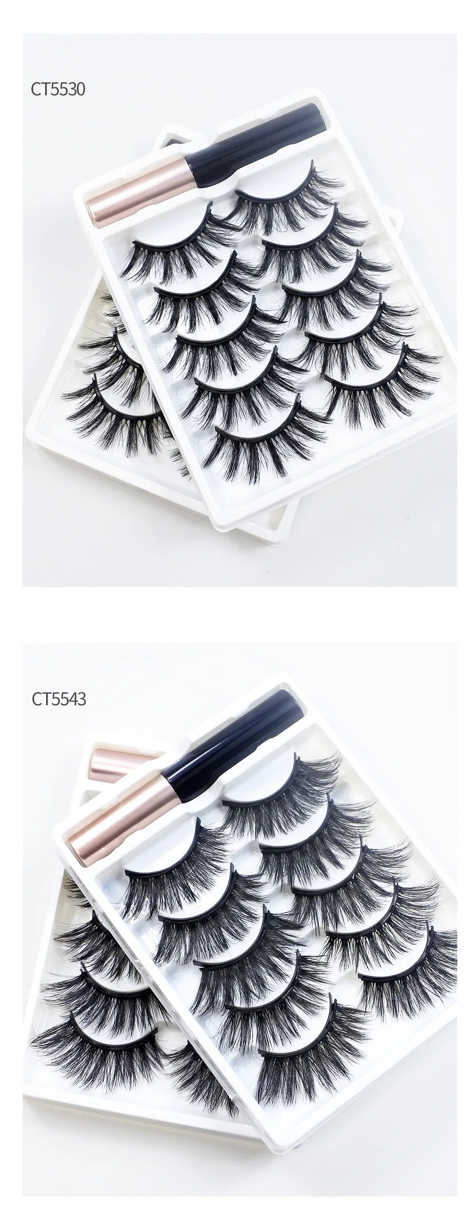 REDSIREN Natural Magnetic Lashes Makeup 1/5Pairs Reusable Magnetic False Eyelashes and Eyeliner Kit