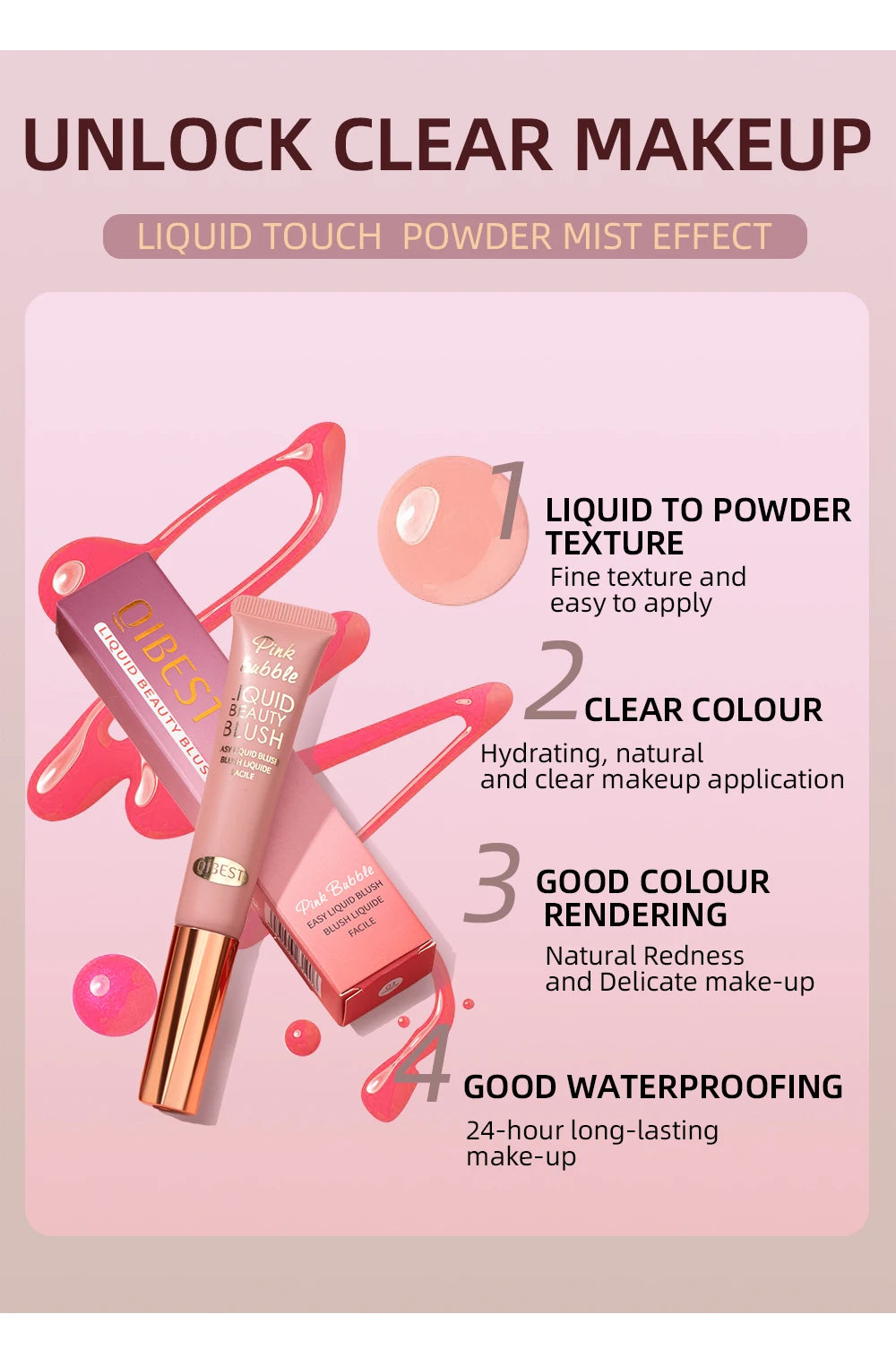 Makeup Multi-use Contour Blush Stick Brighten Cheek Cosmetic Soft Smooth Face Liquid Blusher Natural Bronzers Highlighters Tint