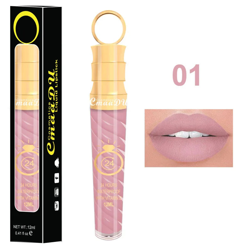CmaaDU 20Color Matte Lip Gloss Liquid Lipstick Waterproof Lasting Nude Glitter Fashion Scoop Lip Natural Thread Gloss Cosmetics