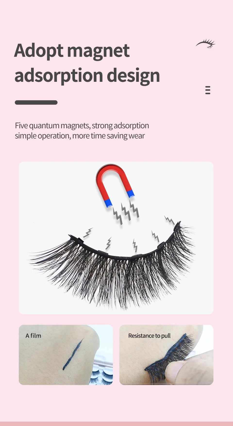REDSIREN Natural Magnetic Lashes Makeup 1/5Pairs Reusable Magnetic False Eyelashes and Eyeliner Kit