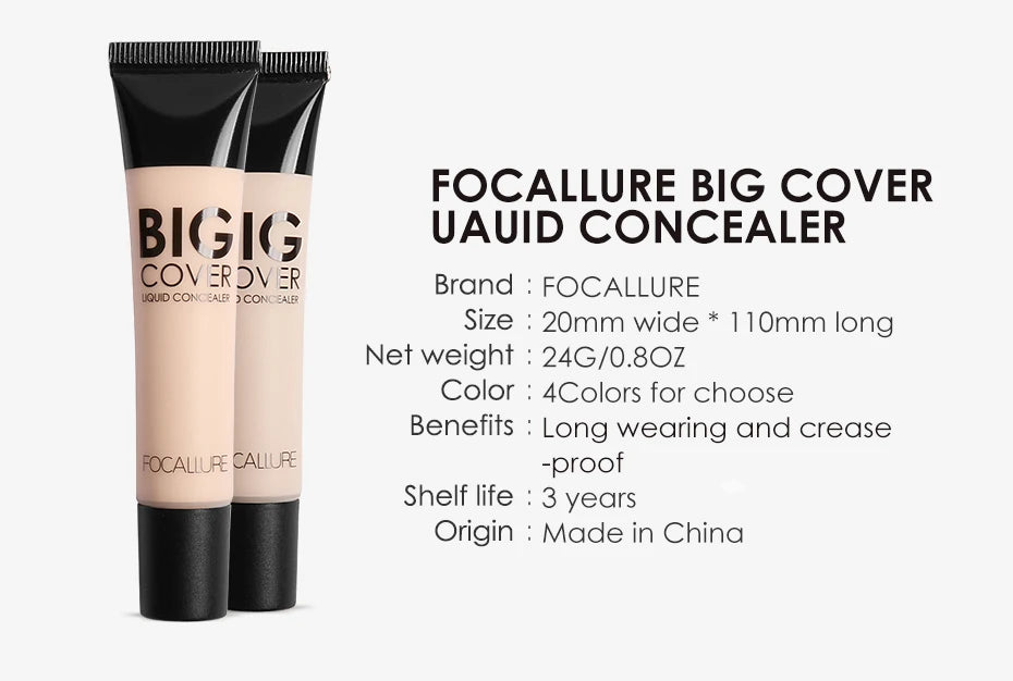 Wholesale FOCALLURE Waterproof High Coverage Face Concealer Cream Lasting Scar Acne Cover Moisturizing Liquid Foundation Makeup