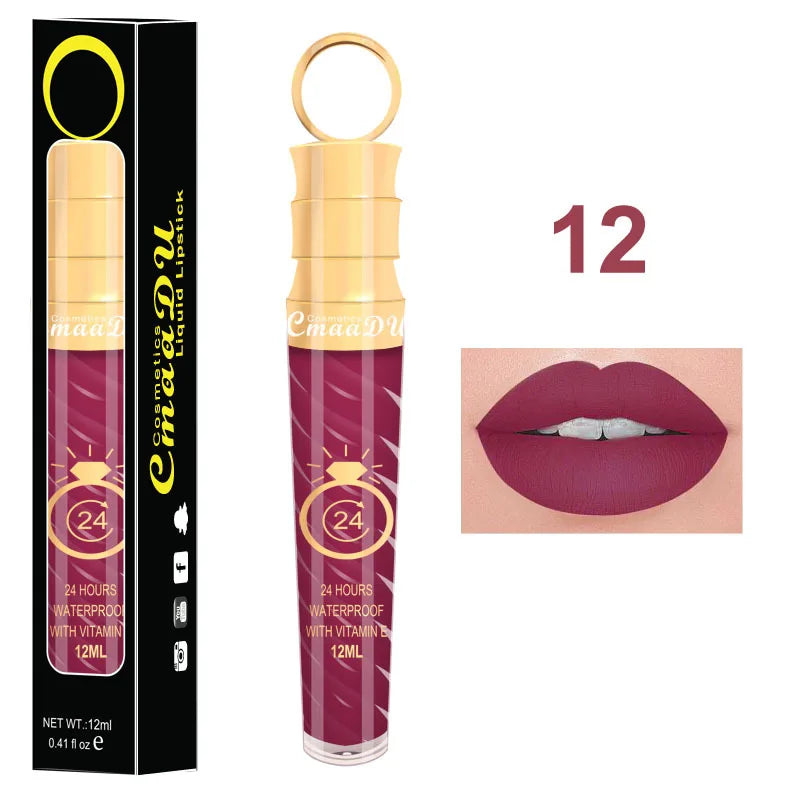 CmaaDU 20Color Matte Lip Gloss  Liquid Lipstick Waterproof Lasting Nude Glitter Fashion Scoop Lip Natural Thread Gloss Cosmetics