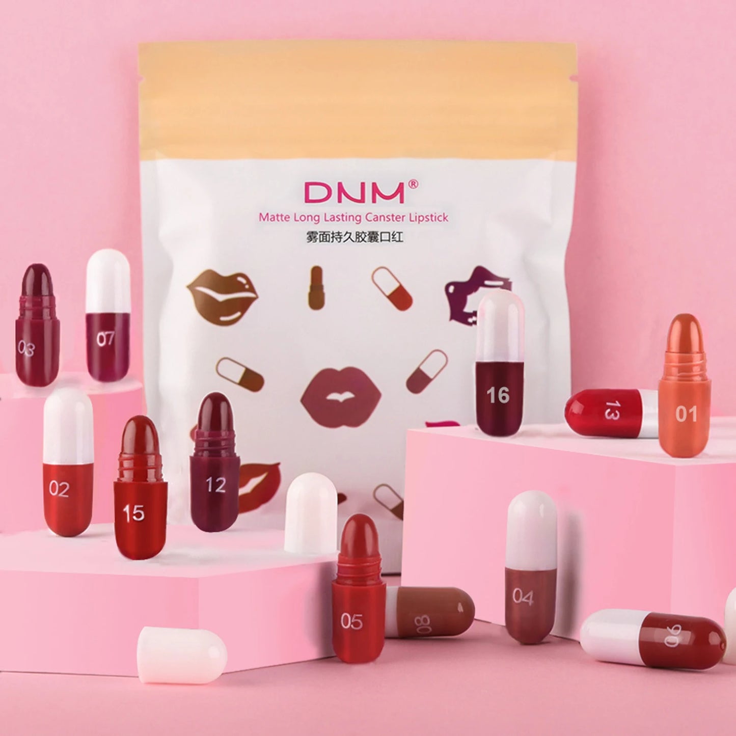 Pills Lipstick 18 Colors 18 Colors Long Lasting Pill Lipstick Cute Waterproof Non-Fading Lipstick Velvet Matte Lipstick Set