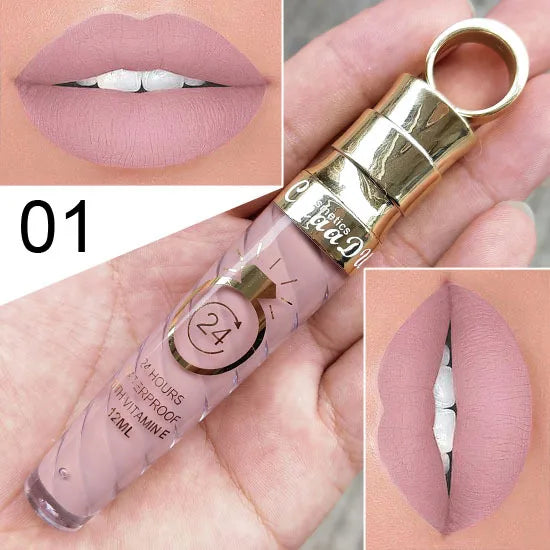 CmaaDU 20Color Matte Lip Gloss  Liquid Lipstick Waterproof Lasting Nude Glitter Fashion Scoop Lip Natural Thread Gloss Cosmetics