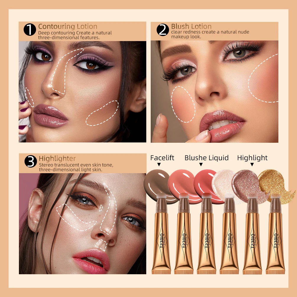 Makeup Multi-use Contour Blush Stick Brighten Cheek Cosmetic Soft Smooth Face Liquid Blusher Natural Bronzers Highlighters Tint