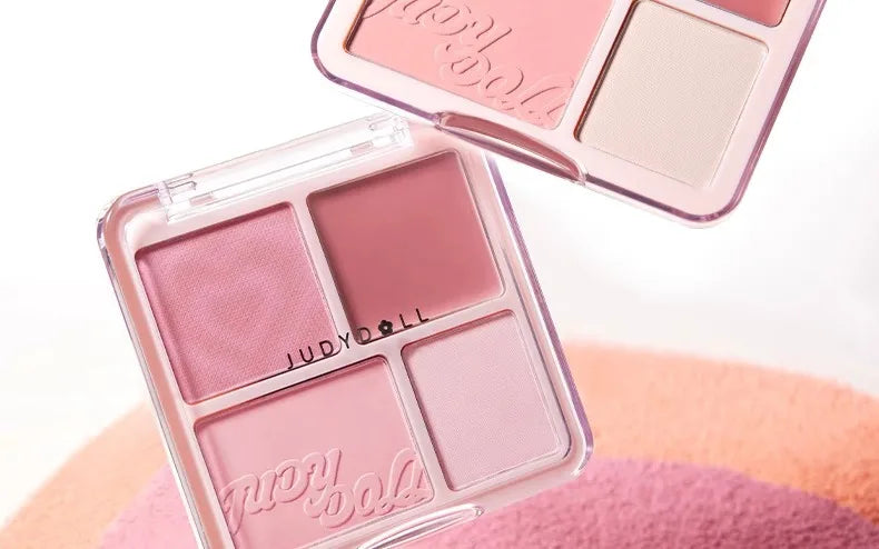 Judydoll 4 Color Blush Highlight Palette Expanding Color Matte Highlight Brightening Blush Cream Powder Blush Mud