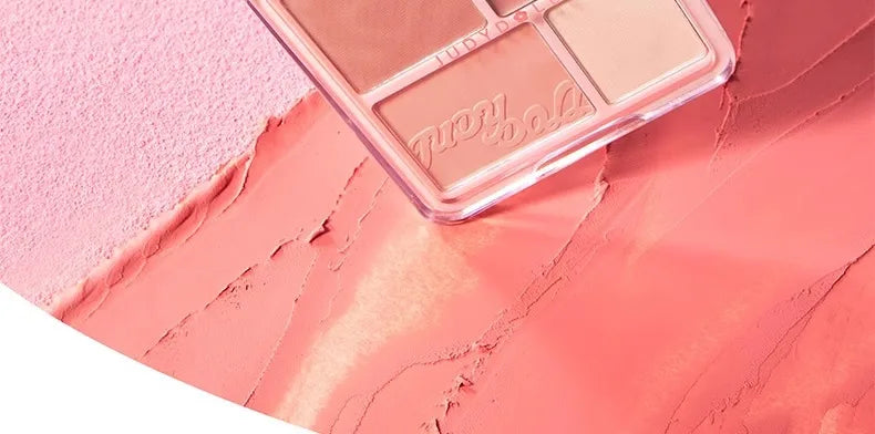 Judydoll 4 Color Blush Highlight Palette Expanding Color Matte Highlight Brightening Blush Cream Powder Blush Mud
