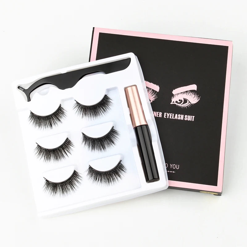 2/3/4 Pairs Magnetic Eyelashes Set Waterproof Liquid Eyeliner Tweezer Wispy False Eyelashes Dramatic 3D Mink Lashes Makeup Tools