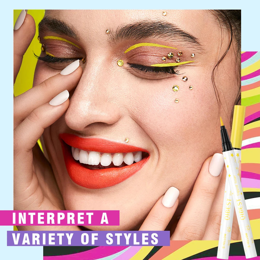 Ultra-Thin Black Eyeliner Pencil Waterproof Long Lasting Smooth 12 Colors Colorful Liquid Eyeliner High Makeup Pigment Eye Liner