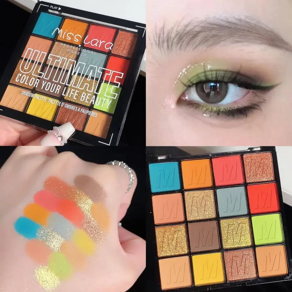 Pearlescent Eye Shadow Plattee Long Lasting Waterproof Eyeshadow Matte Glitter Eyeshadow Palette 16Colors Eyes Make Up Cosmetics