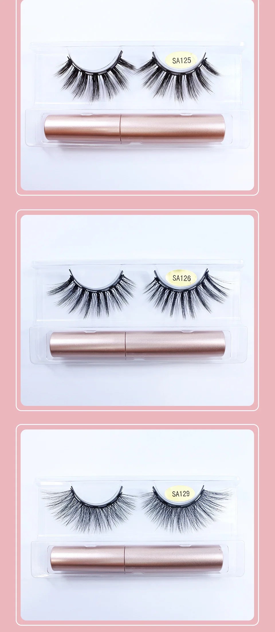 REDSIREN Natural Magnetic Lashes Makeup 1/5Pairs Reusable Magnetic False Eyelashes and Eyeliner Kit