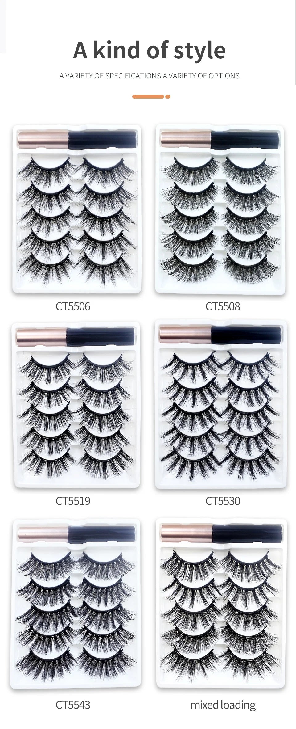 REDSIREN Natural Magnetic Lashes Makeup 1/5Pairs Reusable Magnetic False Eyelashes and Eyeliner Kit