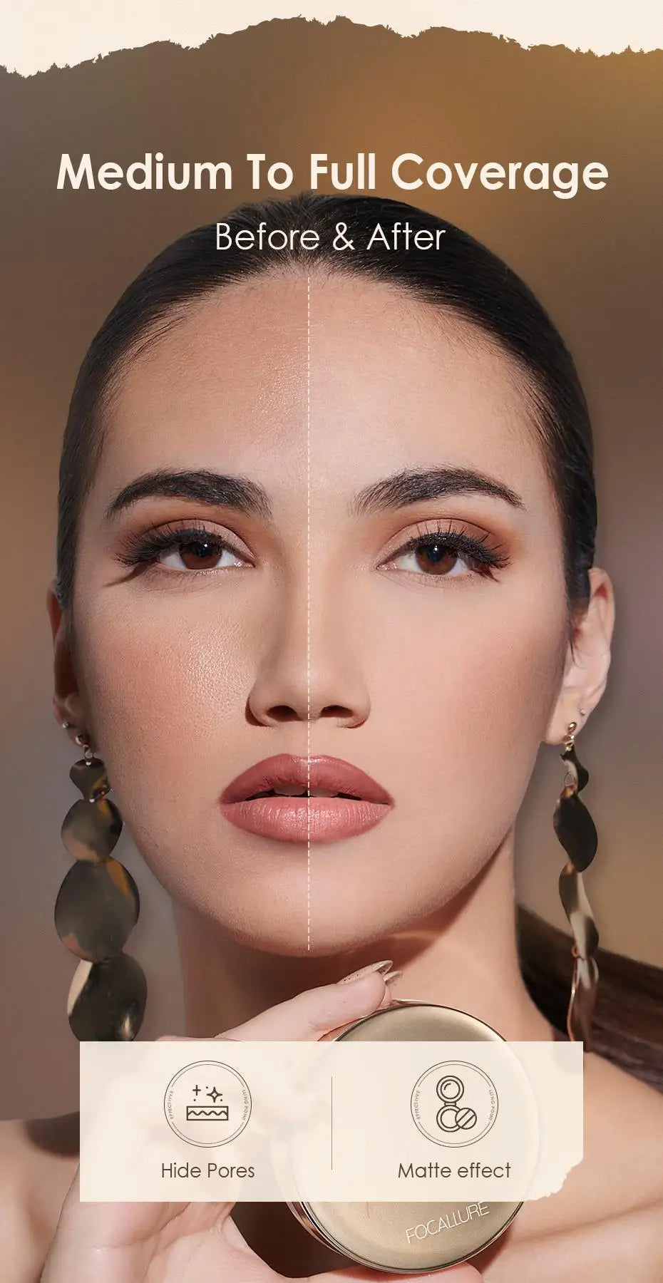 Wholesale FOCALLURE Foundation Air Cushion Waterproof Matte Base Poreless Full Coverage Face Cream Smooth Foundation Cosmetics
