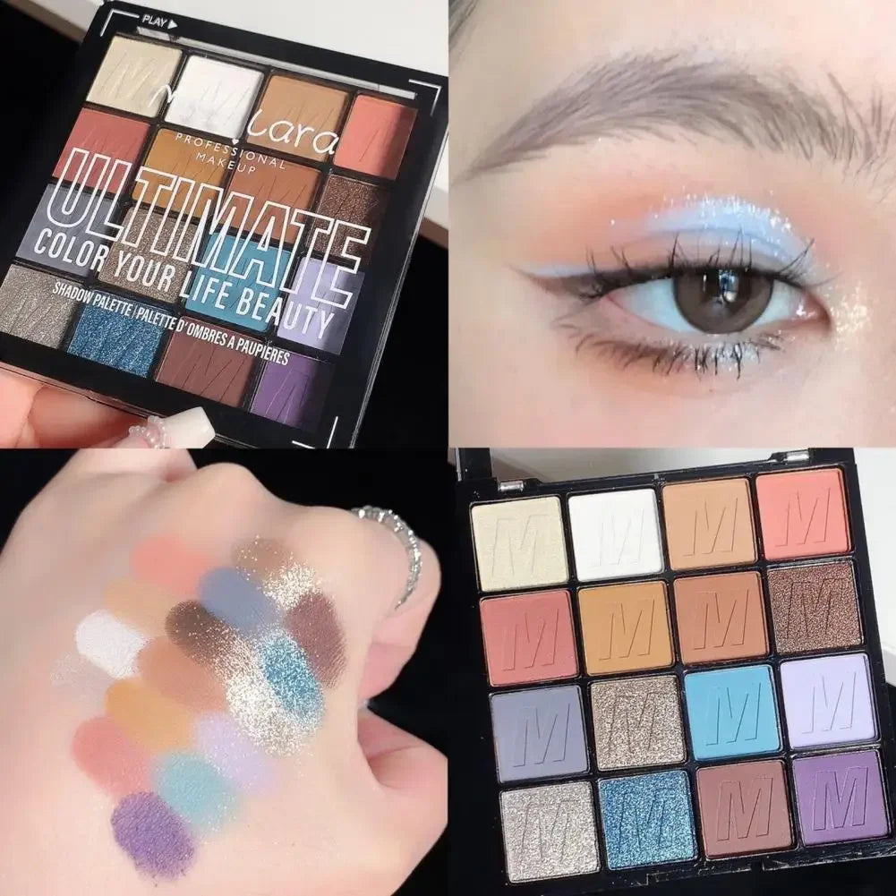 Pearlescent Eye Shadow Plattee Long Lasting Waterproof Eyeshadow Matte Glitter Eyeshadow Palette 16Colors Eyes Make Up Cosmetics